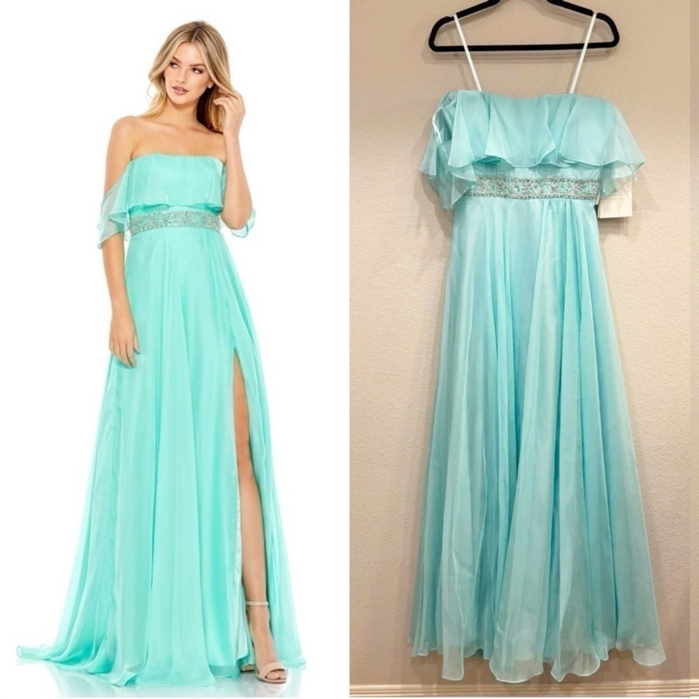 Size 8 Mac Duggal Embellished Off Shoulder Gown Prom Dress